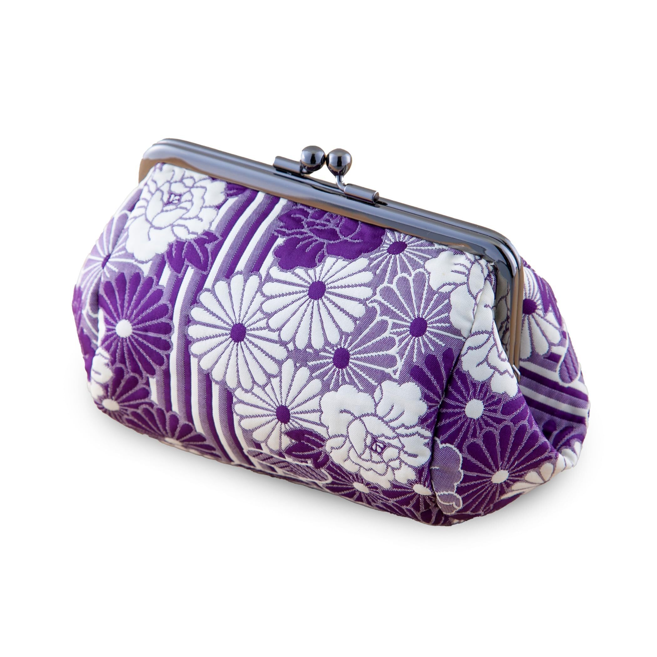 3915 Floral Buckle Coin Purses Kiss Lock Small Makeup Bag Oval/Retro Flower